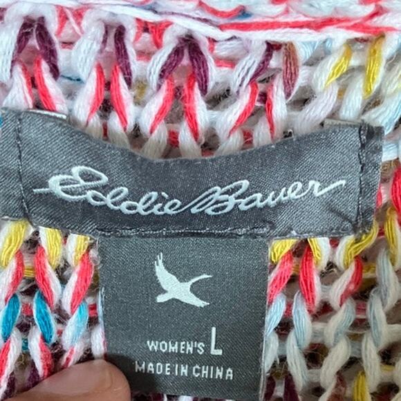 Eddie Bauer Womens Sweater Multicolor Knitted V Neck Pullover Hoodie Large - Picture 6 of 12